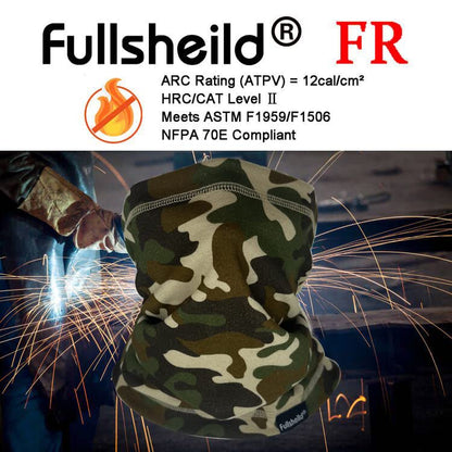 Fullsheild FR Flame Resistant Face Mask Full Cover Neck Gaiter Snood for Welding Hunting Army Military Working - color: Black and Camouflage-2pcs
