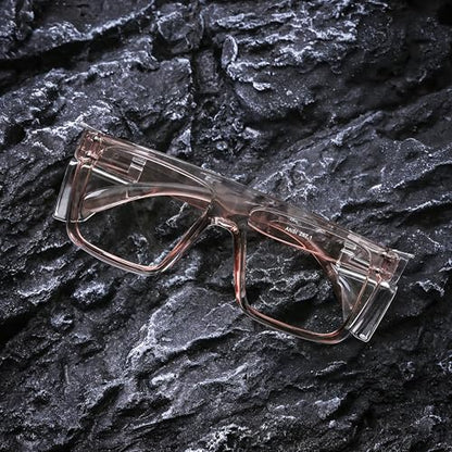ANSI Z87 Safety Glasses, Photochromic UV400 Blue Light Blocking, Impact Resistant Work Glasses for Construction - color: Clear Champagne
