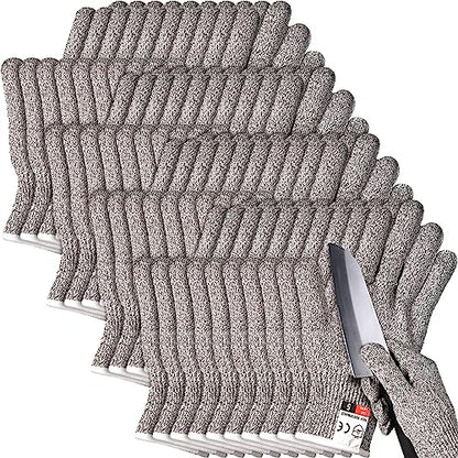 Xuhal 20 Pairs Cut Resistant Gloves Level 5 Protection Cutting Safety Kitchen Anti Cut Gloves for Kitchen (M) - size: Medium