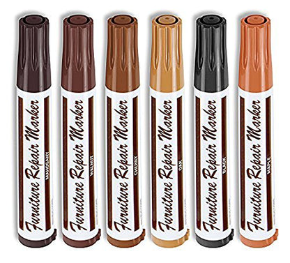 Sierra Furniture Repair Markers- Restores Color to Any Wooden Surfaces Maple Oak Cherry Walnut Mahogany and Black Set of 6