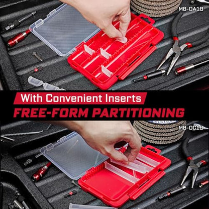 Geinxurn Plastic Tools Box Set, 7Pieces Red Transparent Portable Storage Case for Various Tools and Small Parts Accessories Storage Organizer - style: Rdbox-Mixed