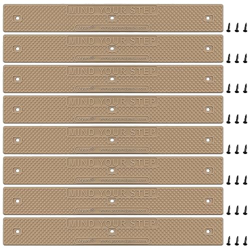 Myard Stair Treads 16"x2" with Screws Down Strip for Safety Stair Step Staircase Increase Safety on Slippery Stairs, Non-Slip, Footgrip, Antislip Strip, Slip Resistant, Decks, Stairs (8, Brown) - color: Brown, size: 16"x2" (Standard)