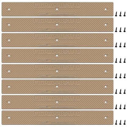 Myard Stair Treads 16"x2" with Screws Down Strip for Safety Stair Step Staircase Increase Safety on Slippery Stairs, Non-Slip, Footgrip, Antislip Strip, Slip Resistant, Decks, Stairs (8, Brown) - color: Brown, size: 16"x2" (Standard)