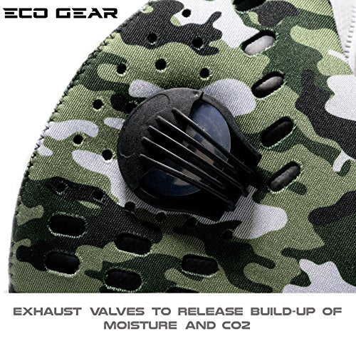 ECO-GEAR Anti Pollution Face Mask with Military Grade Protection | Anti Smoke, Exhaust Gas, Dust & Pollen - color: Camouflage-medium