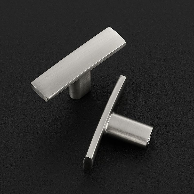 1 Pack Silver Cabinet Knobs - Curved Cabinet Pulls Brushed Nickel Knobs for Kitchen Drawer Solid Dresser Hardware 1-3/4in Length Single Hole - color: Brushed Nickel, size: 1 Pack, style: Curved