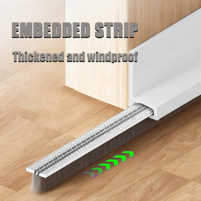 Door Draft Stopper with Brush Reduce Noise, 39" Rubber Door Sweep Breeze Blocker, Adjustable Under Door Draft Stoppers, Soundproofing for Doors, Door Seal - White