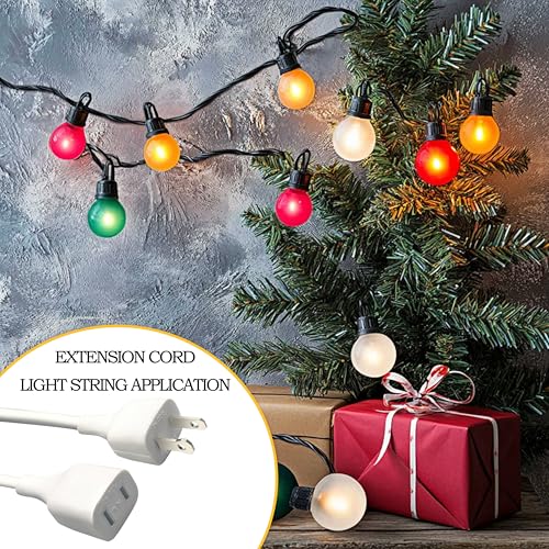 6 Feet White Extension Cord for IndoorUse - 625W 125V 5A Polarized 2 Prong Flexible Tangle-Free Design Power Cable for Small Appliances, Security Cameras, Christmas Lights (2 Pack) - size: 6FT White (2 Pack)