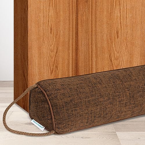 NABOWAN 32" Weighted Under Door Draft Stopper -Triangular Door Draft Blocker with Hook Loops for Easy Install, Save Energy, Home Room Essentials - color: Dark Red, size: 32 Inch