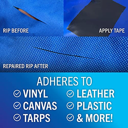 Better Boat Repair Tape for Fabric and Vinyl 30ft x 3in, Black Waterproof Patch Tape for RV Awning Canvas Tent Tarp Sail Canopy Boat Cover, Heavy Duty - color: Black