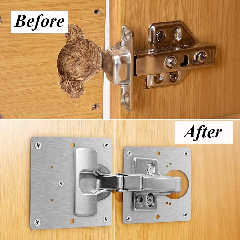 12 Pack Hinges Repair Plate Set, Stainless Steel Drawer Hinge Replacement Plates Kit, Kitchen Cabinet Cupboard Door Hinge Fixing Brackets with 72pcs Screws for Furniture Wardrobe Mending Kit - color: 12pcs 9x9cm