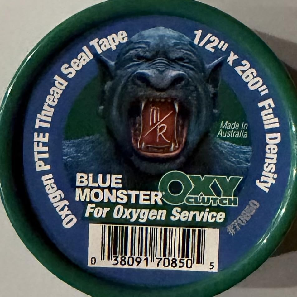 Two Pack - 70850 Blue Monster for Oxygen 1/2" x 260" Green PTFE Thread Seal Tape Blue Monster for Oxygen Service Oxy Clutch Full Density