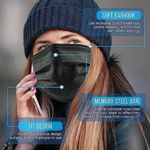 SereneLife 50 Count Disposable Face Masks | Breathable 3-Ply Layers | Made from Non-Woven Fabric | Comfortable Earloops | Daily Use & Personal Care | Easy to Use & Disposable | For Adults (Black) - size: 50 Count (Pack of 1)