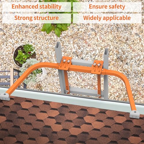 Ladder Stabilizer for Roof Gutter,Heavy Duty Steel Ladder Roof Hook Ladder Stabilizer with Wing Span/Wall Extension Ladder Accessory,Ladder Standoff Arms,Gutter Cleaning Tools - color: Orange Pro