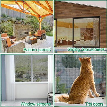 QWR Pet Proof Window Screen Replacement,39''x 360'' Heavy Duty High Hardness Vinyl Coated Wire-Like Mesh,Cat Resistant Screen Mesh for Sliding Door,Patio,Windows(Rolled Package Without Tool Kit) - size: 39"x 360"-Rolled /without Tool Kit