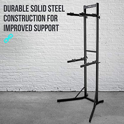 RaxGo Bike Garage Storage Rack, 4 Bicycle Garage Floor Stand, Adjustable, Freestanding, Adjustable Hooks, For Mountain & Road bicycles, Universal For Indoor Use