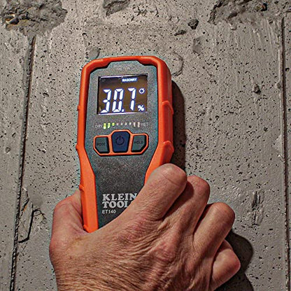 Klein Tools ET140 Pinless Moisture Meter for Non-Destructive Moisture Detection in Drywall, Wood, and Masonry; Detects up to 3/4-Inch Below Surface - style: Moisture Meter