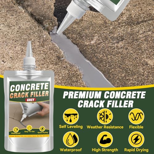 Concrete Crack Filler, 200g Cement Crack Filler, High Elasticity Self Leveling Crack Sealant, Waterproof Concrete Caulk for Driveway, Walkway, Patio, Indoor and Outdoor Joint Repair