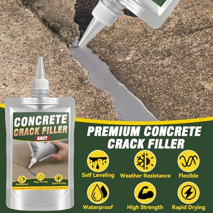 Concrete Crack Filler, 200g Cement Crack Filler, High Elasticity Self Leveling Crack Sealant, Waterproof Concrete Caulk for Driveway, Walkway, Patio, Indoor and Outdoor Joint Repair
