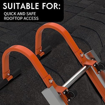 Roof Ladder Hook, 2 Pack Ladder Stabilizer, Heavy Duty Steel 500 Lbs Weight Ratin, Roof Ridge Extension with Wheel for Safe and Easy Access - color: Orange-Steel-Ladder Hook