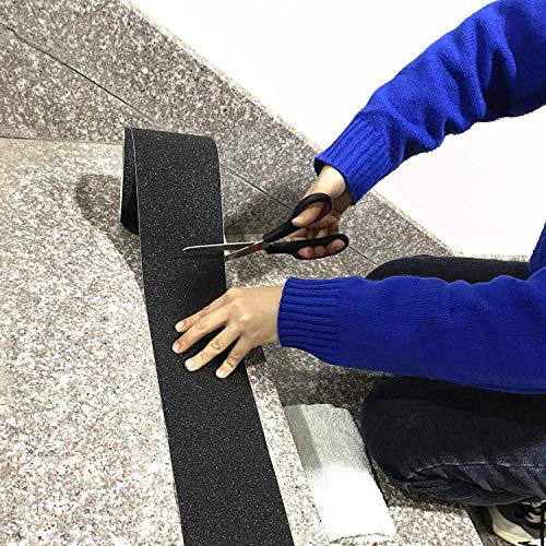 COSIMIXO 4" x 35Ft Heavy Duty Anti Slip Tape,Best 80grit Friction,Grip,Abrasive for Stairs Outdoor/Indoor Waterproof Grip Tape Safety Non Skid Tread Staircases Anti-Slip Traction Tape Black - size: 4" x 35Ft Black