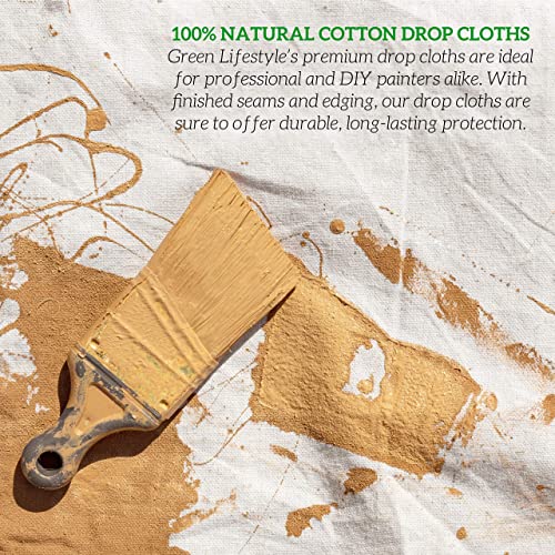GREEN LIFESTYLE All Purpose Canvas Drop Cloths - Drop Cloth for Painting, Floor Cover, Heavy Duty Protection for Furniture & Surfaces, Reusable Painters Canvas Tarp for Renovation & Home (12x15) - size: 1 Pack - 12x15