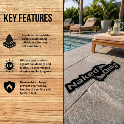 Naked Feet Only 4" x 14" Decal Non-Slip EVA Foam for Boat Gunwales & Ladders, 6mm Brushed Marine Grade Anti-Skid Adhesive Pads with SeaDek Technology - Black/Bimini Blue - color: Black Over Bimini Blue, size: Decal