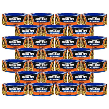 Gorilla All Weather Duct Tape, Black, 1.88" x 25 yd (Pack of 25) - UV and Temperature Resistant Waterproof Tape for Outdoor Repairs - size: 25 - Pack