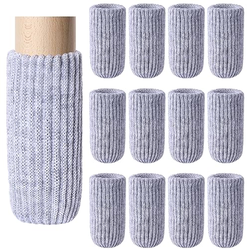 16 PCs Furniture Leg Socks - High Elastic Knitted Chair Leg Floor Protectors, Gray Thickening Chair Leg Covers Set, Move Easily and Reduce Noise - color: Grey, size: 16pcs