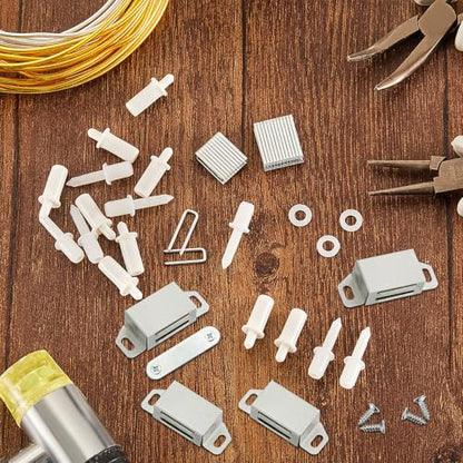 Jetec 125 Pieces Plantation Shutter Repair Kit Includes 85 Pcs Spring Loaded Shutter Pins, 8 Sets Plantation Shutters Magnets and 32 Screws for Windows, Shutter, Furniture, Tools Supplies