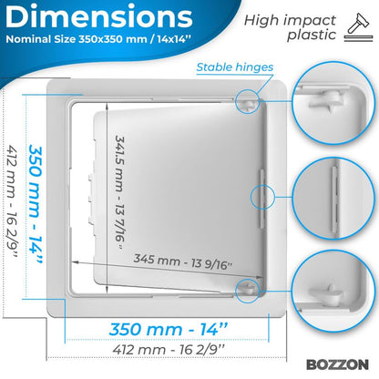 Access Panel for Drywall - 14 x 14 inch - Wall Hole Cover - Access Door - Plumbing Access Panel for Drywall - Heavy Durable Plastic White - size: 14 х 14