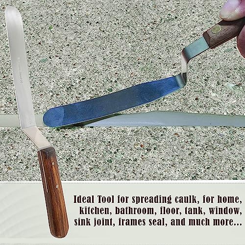 A2Z Scilab Brand Engineering Classic Offset Caulk Tooling Spatula, Stainless Steel (7 Inch Long Offset Blade) - style: 7 Inch Long Offset Blade