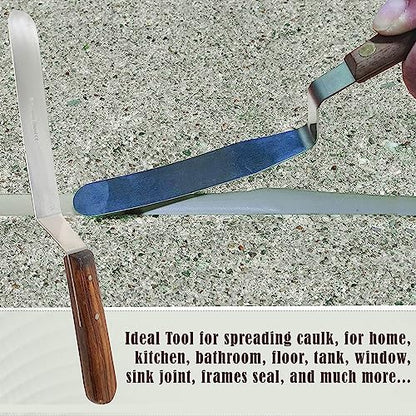 A2Z Scilab Brand Engineering Classic Offset Caulk Tooling Spatula, Stainless Steel (7 Inch Long Offset Blade) - style: 7 Inch Long Offset Blade