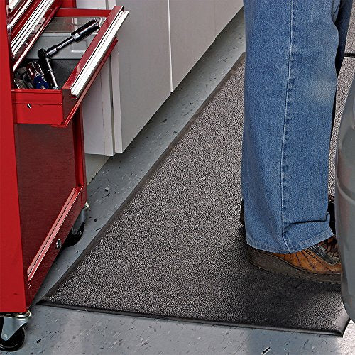 ⅜” Thick Anti Fatigue Mats for Workshop w/ Beveled Anti-Trip Edges - Soft Vinyl Foam Mat for Workbench & Stationary Tools - Roll Out Mat w/ Pebble Grain Surface Finish - Unique Work Area Floor Mats
