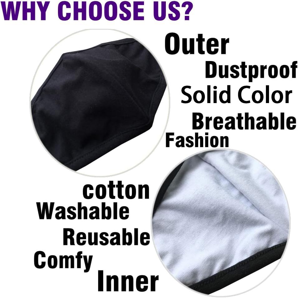 Pack 3 Dust Mouth Mask - All Cotton - Reusable Cloth Comfy Breathable Material Black Pack 3pcs - style: Pack 3 Black