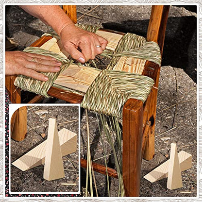Treela Wooden Wedges for Chair Caning Supplies Wood Wedge Non Slip Wood Door Wedge Tool Triangle Block for Chair Caning Door Stop, 3.94 x 1.18 x 1.18 Inch(10 Pieces)