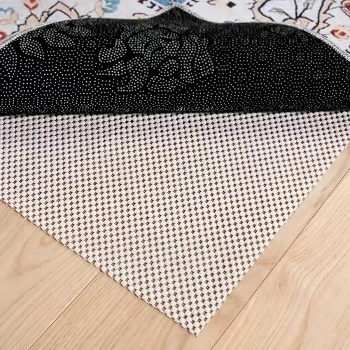 Non Slip Rug Pad Gripper for Hardwood Floors, 6x9 FT Anti Slide Rug Underlay, Eco Safe Odor Free, Cushioned Floor Protector, Cut-to-Size Multi-Purpose Pad - size: 6' x 9' (Rectangular)
