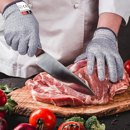 Cutting Gloves, 2 Pairs Cut Resistant Gloves, Cut Proof Gloves Kitchen, Cutting Gloves for Chef, Cut Gloves, Grey - size: Large, style: Anti-slip