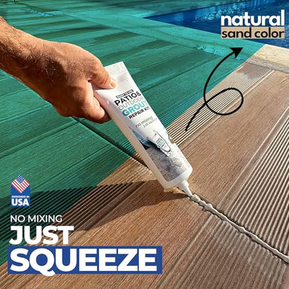 PentaUSA Outdoor Grout - Premixed Patio Grout in a Tube, Ready to Use Polymeric Sand for Pavers, Repairs Stone Joints, Driveways, Entryways, Gardens - Includes Grout Float (14oz / Natural Sand Color) - style: Outdoors