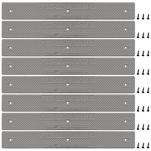 Myard Stair Treads 16"x2" with Screws Down Strip for Safety Stair Step Staircase Increase Safety on Slippery Stairs, Non-Slip, Footgrip, Antislip Strip, Slip Resistant, Decks, Stairs (8, Gray) - color: Gray, size: 16"x2" (Standard)