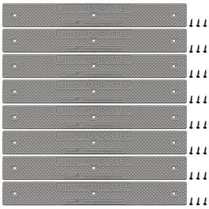 Myard Stair Treads 16"x2" with Screws Down Strip for Safety Stair Step Staircase Increase Safety on Slippery Stairs, Non-Slip, Footgrip, Antislip Strip, Slip Resistant, Decks, Stairs (8, Gray) - color: Gray, size: 16"x2" (Standard)