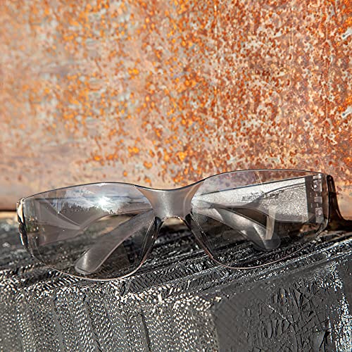 BISON LIFE Safety Glasses - Scratch Resistant Wrap Around Eyewear, Polycarbonate ANSI Z87.1 Impact Resistant Lens - color: Gray/Gray