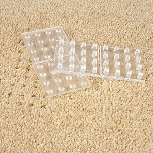 SoftTouch 4" Square Adhesive Anti-Dent Carpet Protectors with 3/8" Spiked Bottom, Self-Stick Spiked Furniture Pads for Tables, Beds, Sofas, Chairs, Set of 2, Clear - style: 3/8" Short Pile Carpet