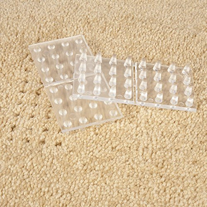SoftTouch 4" Square Adhesive Anti-Dent Carpet Protectors with 3/8" Spiked Bottom, Self-Stick Spiked Furniture Pads for Tables, Beds, Sofas, Chairs, Set of 2, Clear - style: 3/8" Short Pile Carpet