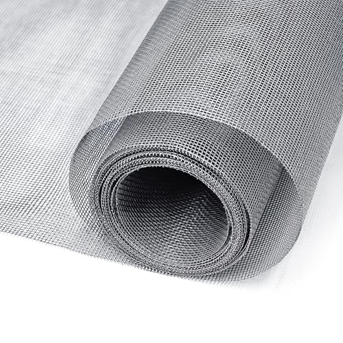 King&Charles Window Screen Door Mesh, Window Screen Replacement/Repair Kit, 48”x118” Fiberglass Gray Mesh, Durable&Visibility & Cuttable & Washble, Easy to Replace/Install/DIY. - color: Gray, size: 48"×118"Mesh