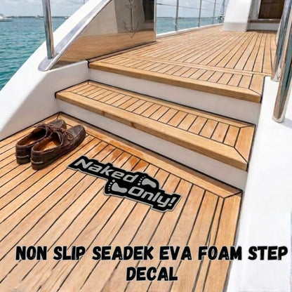 Naked Feet Only 4" x 14" Decal Non-Slip EVA Foam Decal for Boat Gunwales & Ladders, 6mm Brushed Marine Grade Anti-Skid Adhesive Pads SeaDek Technology - Mocha/Black - color: Mocha Over Black, size: Decal