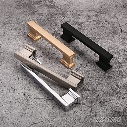 Alzassbg 10 Pack Brushed Brass Cabinet Pulls, 3-3/4 Inch(96mm) Hole Centers Gold Kitchen Cabinet Handles for Cabinets and Drawers AL3061BB - color: Brushed Brass, size: 3-3/4" Hole Center