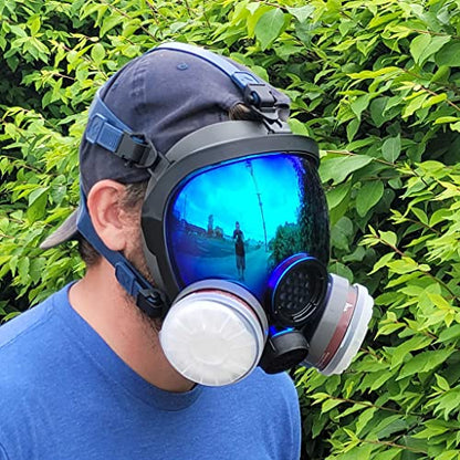 Parcil Distribution Full Face Respirator Mask - Air Purifying, Organic Vapor & Particulate - Industrial Use - CE Tested - color: Pd-101 Arctic Blue