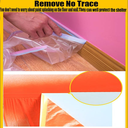 Painters Plastic With Tape,Tape and Drape, Automotive Pre-Taped Masking Film | 1 Roll | Self-Adhesive Painting Drop Film | Plastic Dust Sheets for Decorating, Cars Painting| 60 in x 65 feet