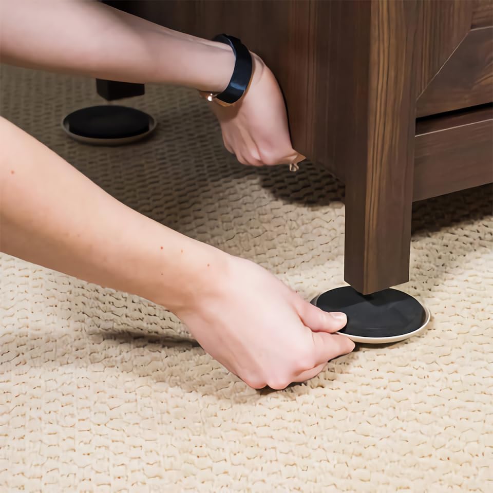 KALLORY 8Pcs Furniture Sliders Heavy Duty Sliding Aid Pads 3.50X3.50In Cabinet Moving Mat for Carpet and Hard Floors Protecting Surfaces and Easing Heavy Furniture Moving - size: 8.9x8.9cm