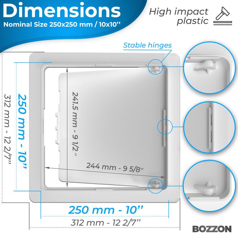 Access Panel for Drywall - 10x10 inch - Wall Hole Cover - Access Door - Plumbing Access Panel for Drywall - Heavy Durable Plastic White - size: 10 X 10